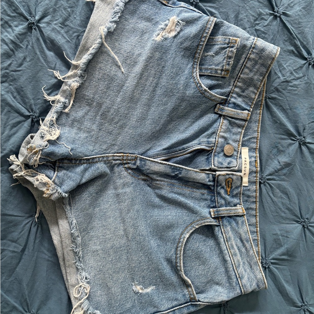 PacSun Light Blue Distressed  Mom Jean Shorts